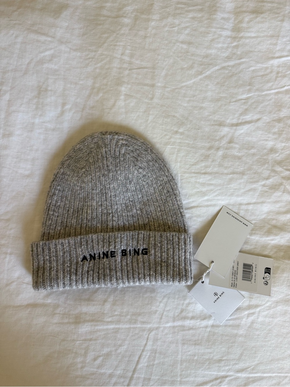 NWT Anine Bing Elia Beanie Alpaca Wool Blend Light Heather Grey One Size